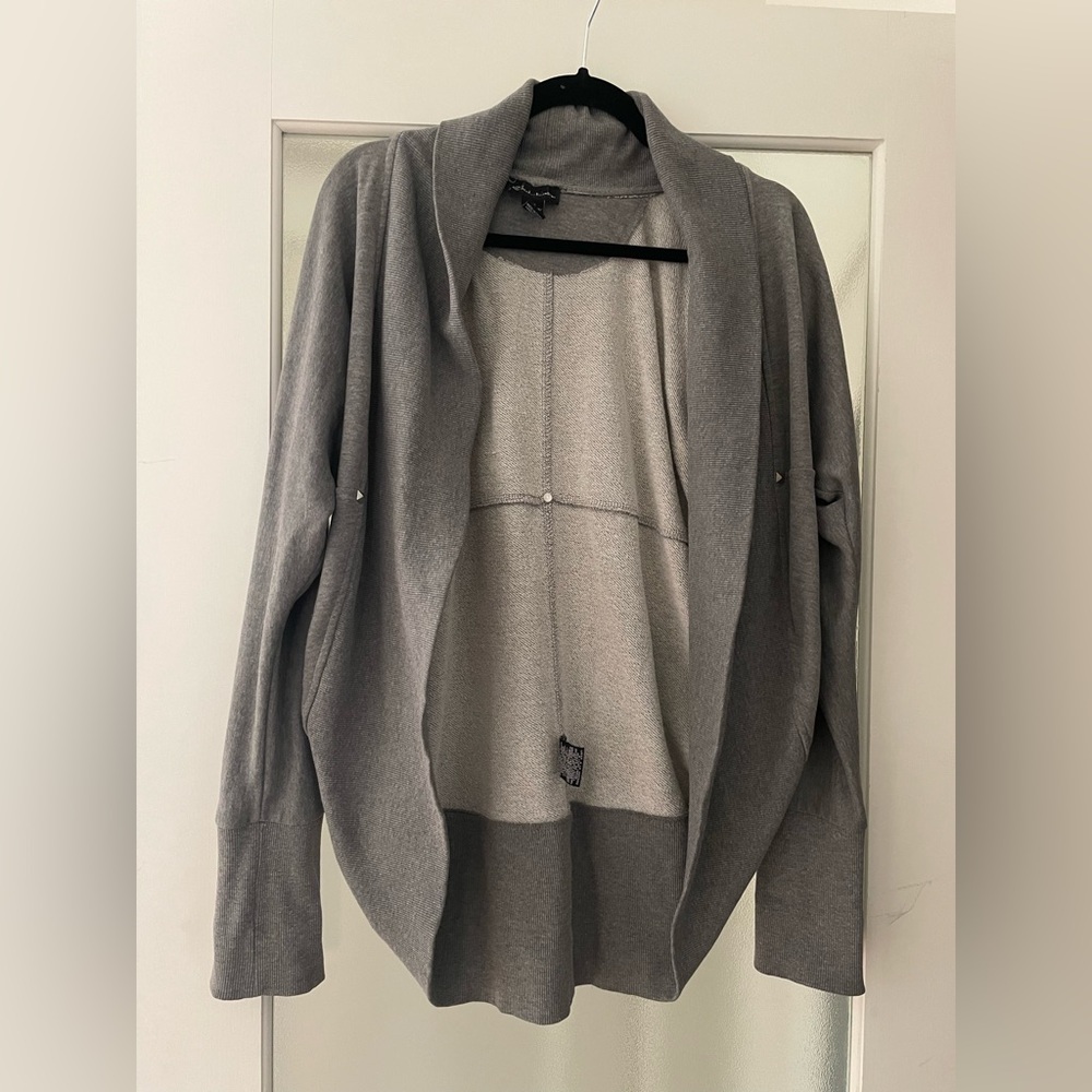 Charcoal Gray Open-Front Cardigan Sweater